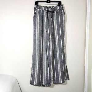 Rewash Wide Leg linen/rayon gray and white striped pants size L